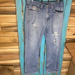 Cinch distressed relaxed fit white label jeans size 36x34